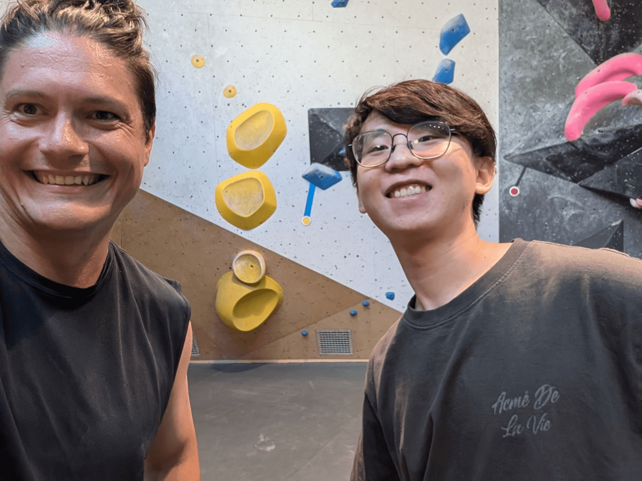 Our first company offsite—bouldering together