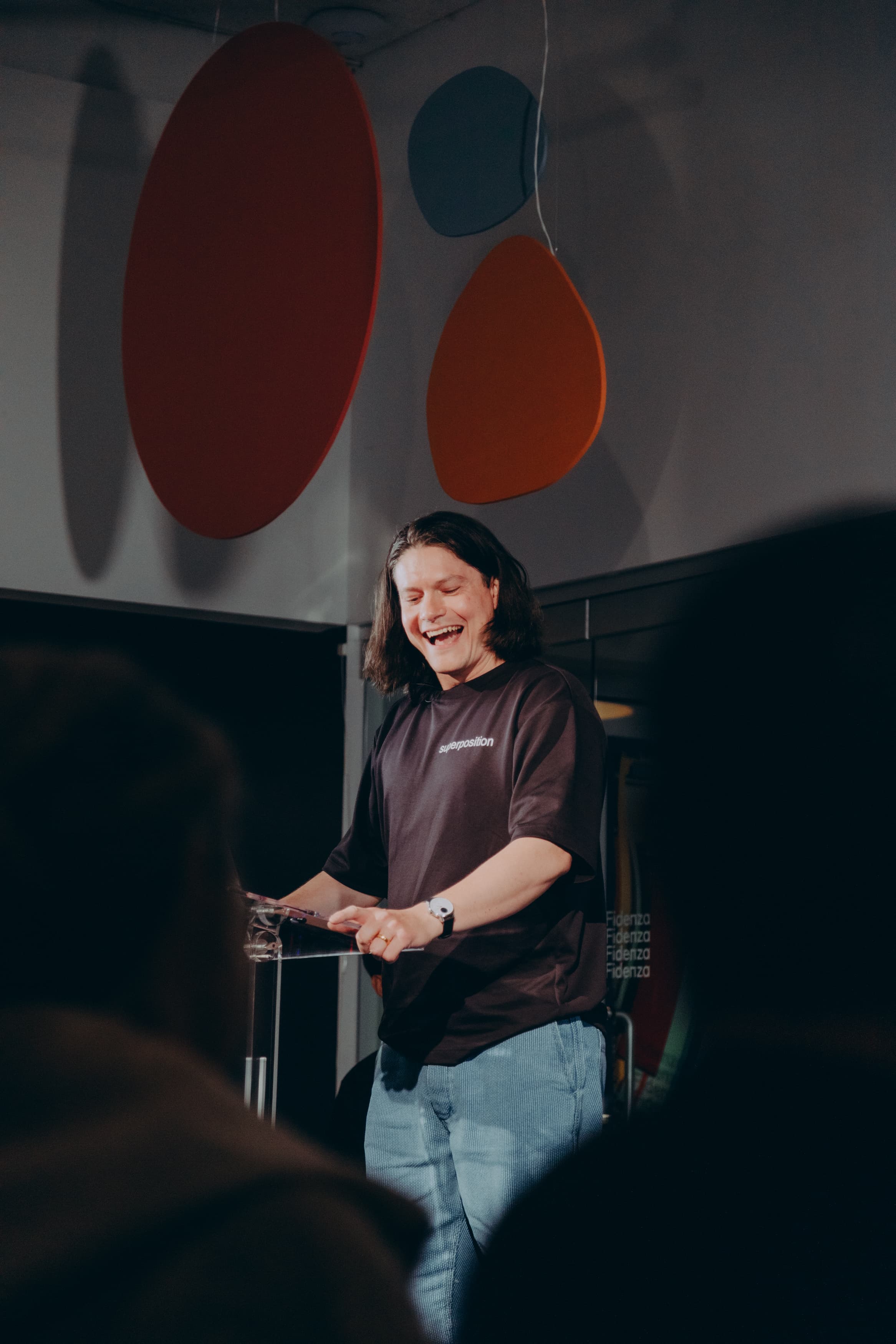 Edmund on stage at Demo day