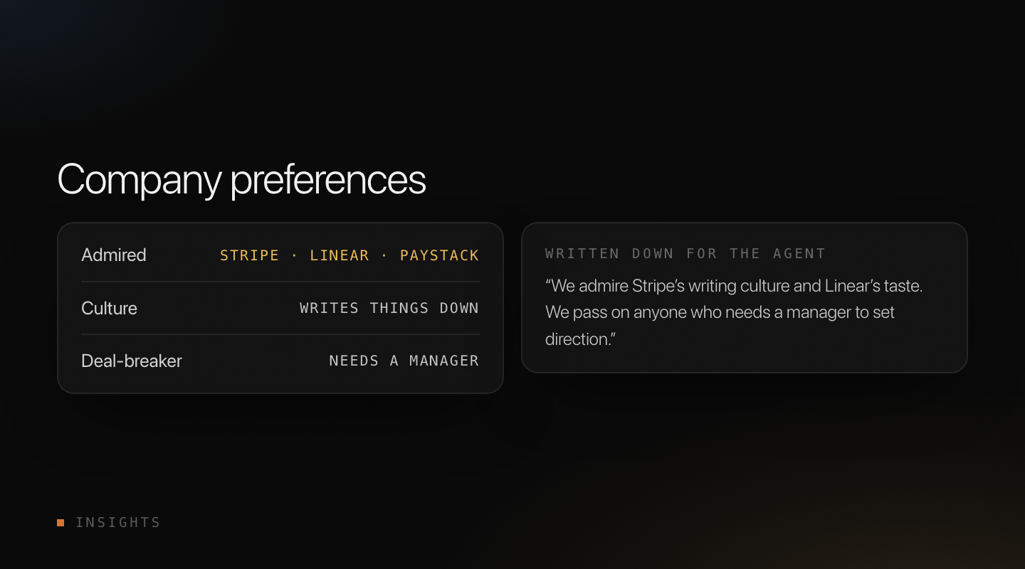 Company preferences